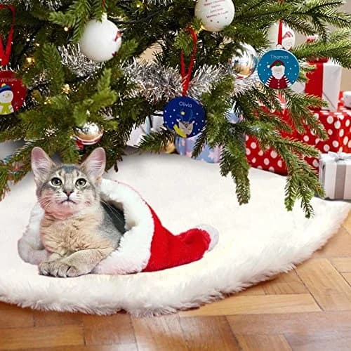 yuboo White Christmas Tree Skirt 91cm (36 inches) | Authentic USA Import for Indian Homes thumbnail 2