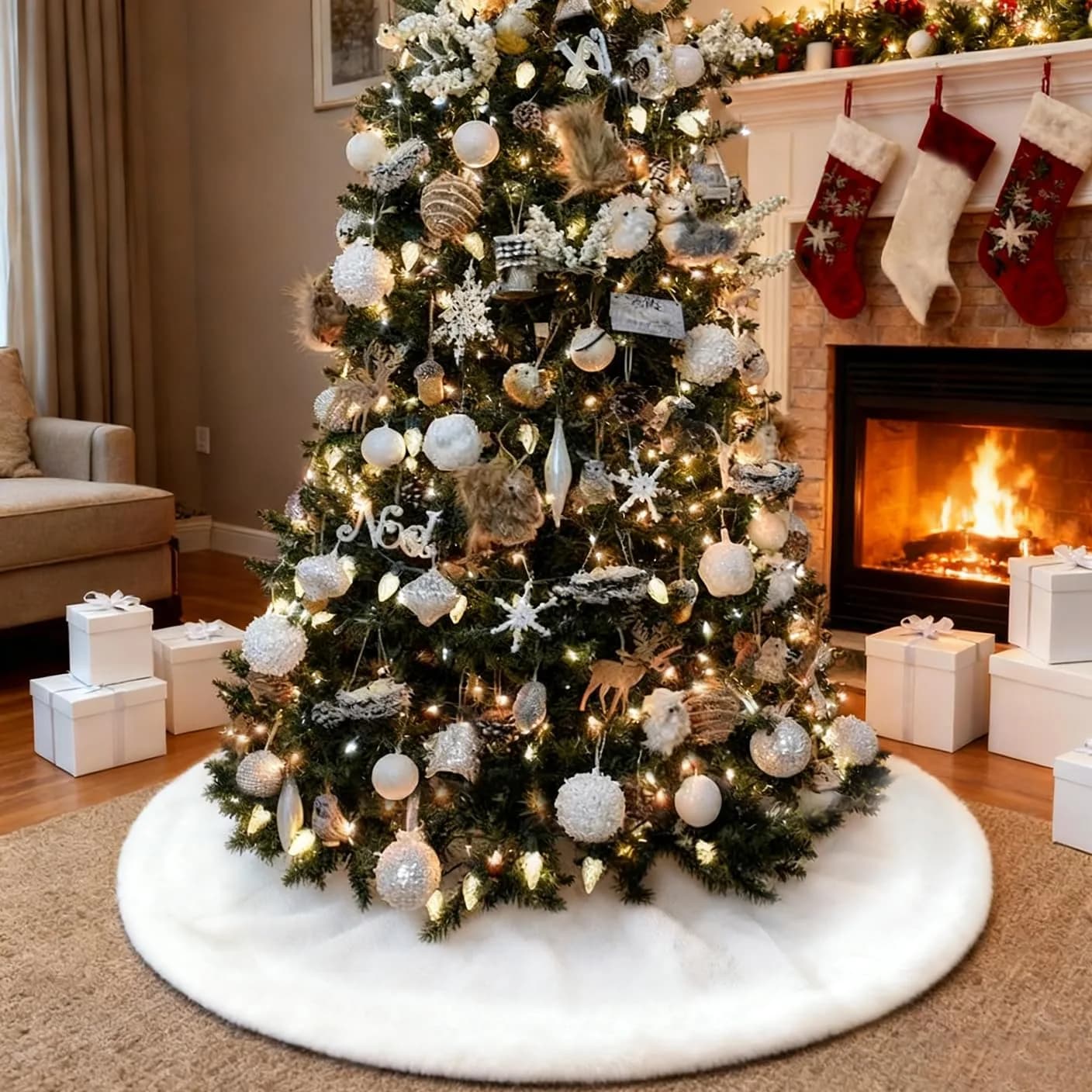 yuboo White Christmas Tree Skirt 91cm (36 inches) | Authentic USA Import for Indian Homes - view 3