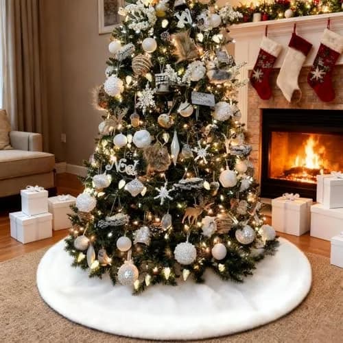 yuboo White Christmas Tree Skirt 91cm (36 inches) | Authentic USA Import for Indian Homes thumbnail 3