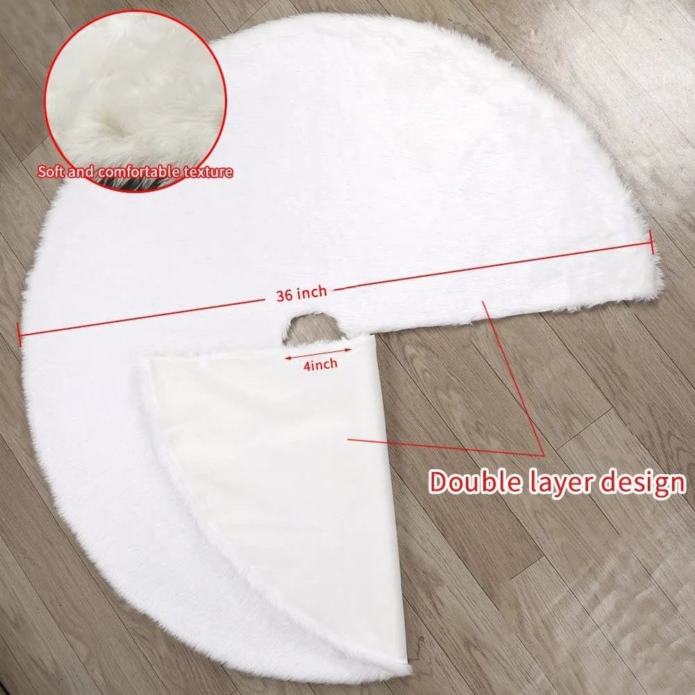 yuboo White Christmas Tree Skirt 91cm (36 inches) | Authentic USA Import for Indian Homes - view 4
