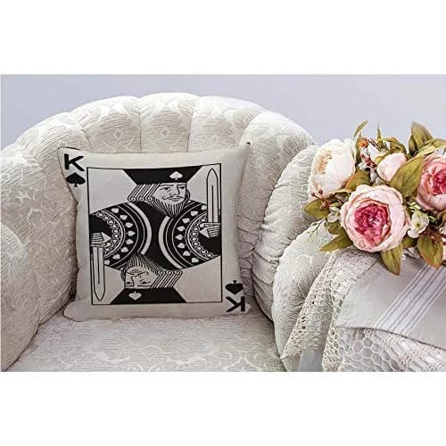 HGOD DESIGNS Poker Card Throw Pillow Cover 18x18 inch | King of Spade Casino Design Breathable Cotton Linen thumbnail 2