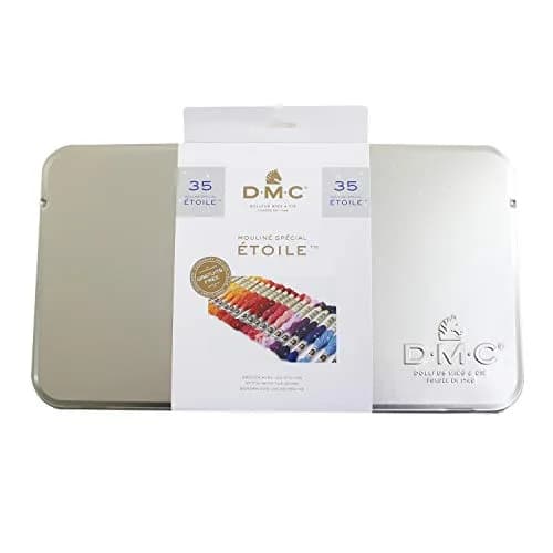 DMC Etoile Floss Collector's Tin (35 Colors, 8.7yd/skein) | Shimmering Cotton Embroidery Thread for Crafts thumbnail 1