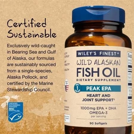 Wiley's Finest Wild Alaskan Fish Oil Peak EPA 90 Count | 1000mg Omega-3 Support thumbnail 7