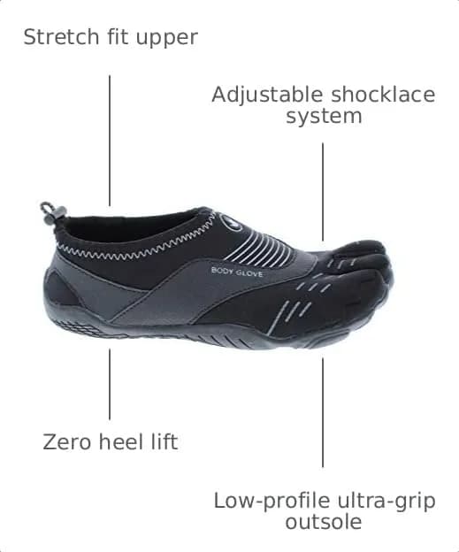 Body Glove 3T Barefoot Cinch Water Shoe, Black/Black, 8 | Minimalist barefoot feel for water activities thumbnail 3