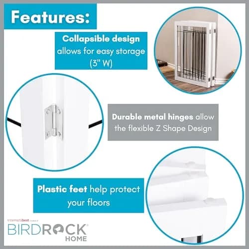 Internet's Best Traditional Wire Dog Gate - 3 Panel - 30" Tall - White | Freestanding Indoor Pet Barrier thumbnail 5