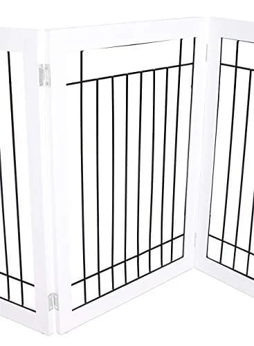 Internet's Best Traditional Wire Dog Gate - 3 Panel - 30" Tall - White | Freestanding Indoor Pet Barrier thumbnail 6