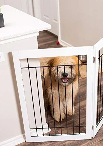 Internet's Best Traditional Wire Dog Gate - 3 Panel - 30" Tall - White | Freestanding Indoor Pet Barrier thumbnail 8