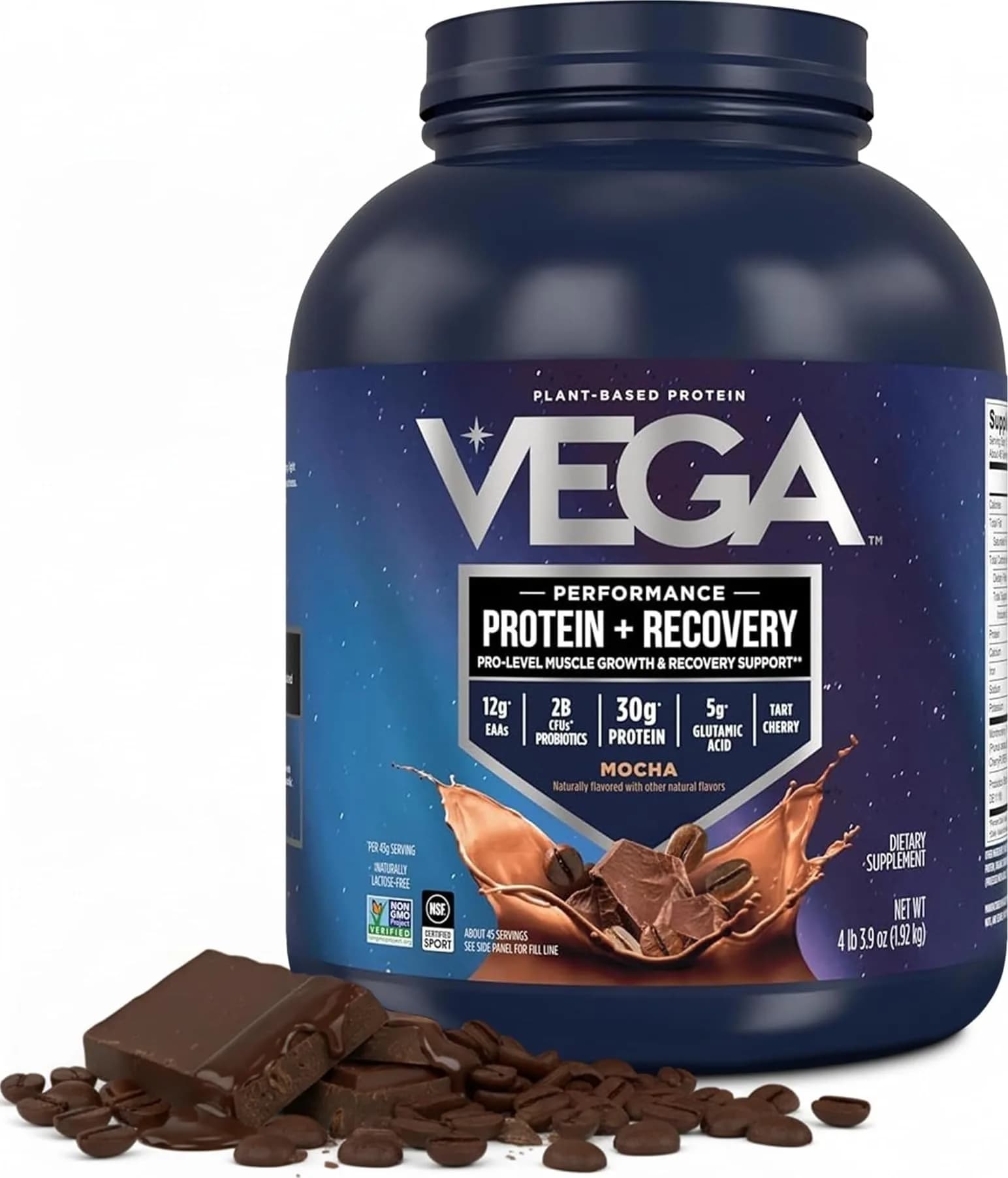 Vega Protein + Recovery Mocha 4 Pound (Pack of 1) | NSF Certified Plant-Based Protein - main product image