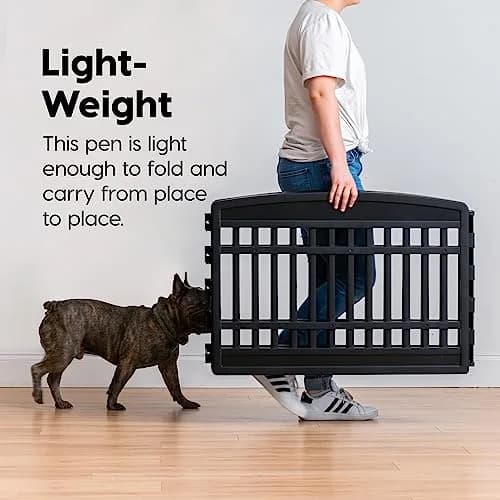 IRIS USA 4-Panel Dog Playpen | Pet Enclosure, Black, 24"H, 35"L x 35"W | Portable Indoor/Outdoor thumbnail 7