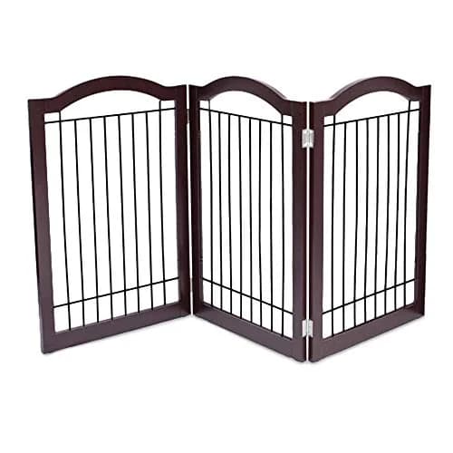 Internet's Best Wire Dog Gate with Arched Top - 3 Panel - 30" Tall - Espresso | Elegant Pet Barrier for Indoors thumbnail 6