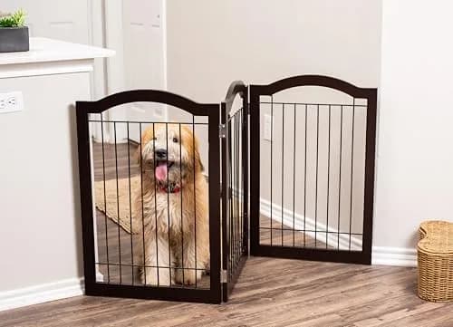Internet's Best Wire Dog Gate with Arched Top - 3 Panel - 30" Tall - Espresso | Elegant Pet Barrier for Indoors thumbnail 7