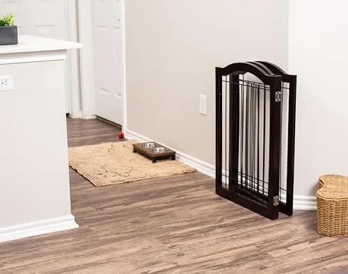 Internet's Best Wire Dog Gate with Arched Top - 3 Panel - 30" Tall - Espresso | Elegant Pet Barrier for Indoors thumbnail 8
