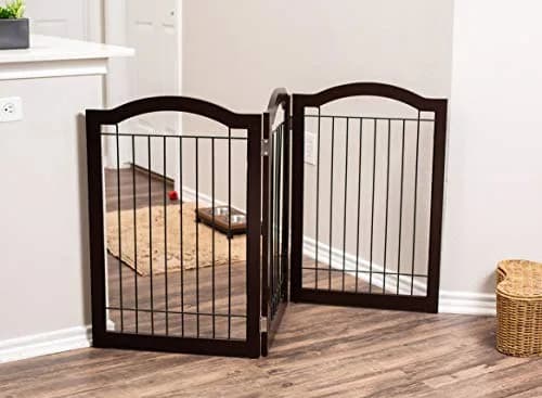 Internet's Best Wire Dog Gate with Arched Top - 3 Panel - 30" Tall - Espresso | Elegant Pet Barrier for Indoors thumbnail 9