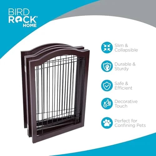 Internet's Best Wire Dog Gate with Arched Top - 3 Panel - 30" Tall - Espresso | Elegant Pet Barrier for Indoors thumbnail 3
