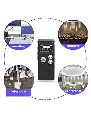 Sunlan Digital Voice Recorder 16GB | Clear Audio & Long Battery (70-120c) thumbnail 7