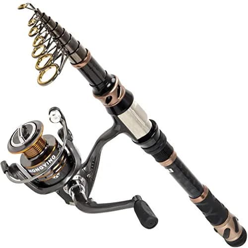 PLUSINNO Carbon Fiber Telescopic Fishing Rod and Reel Combo 1.8m (5.91ft) | Travel Saltwater Freshwater Full Kit thumbnail 1