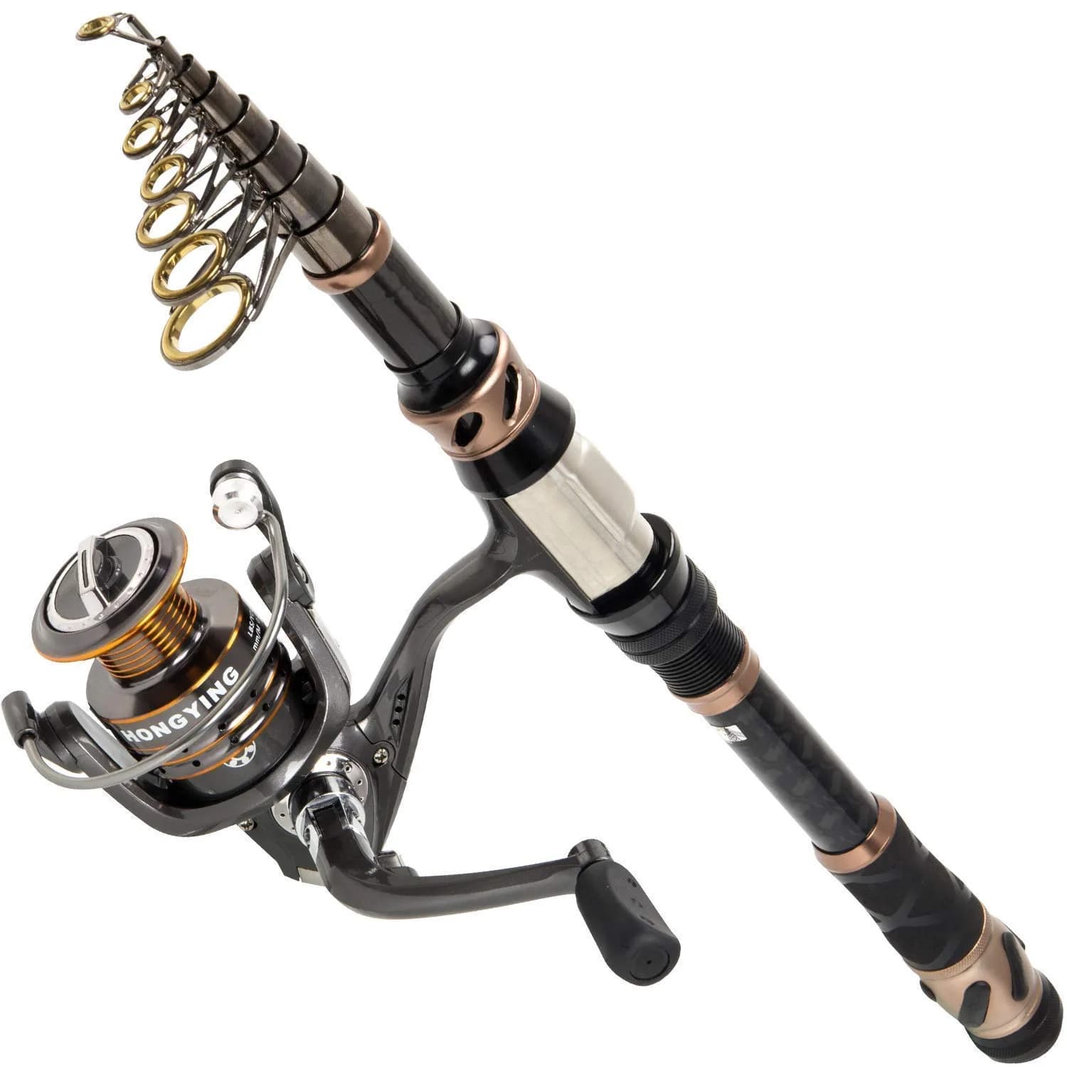 PLUSINNO 2.7m (8.86ft) Telescopic Fishing Rod and Reel Combo with HA3000 Reel | Full Kit with Carrier Bag — Fishing rod+reel(No Lures&Line)