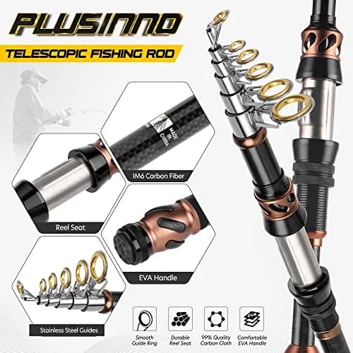 PLUSINNO 2.7m (8.86ft) Telescopic Fishing Rod and Reel Combo with HA3000 Reel | Full Kit with Carrier Bag thumbnail 3