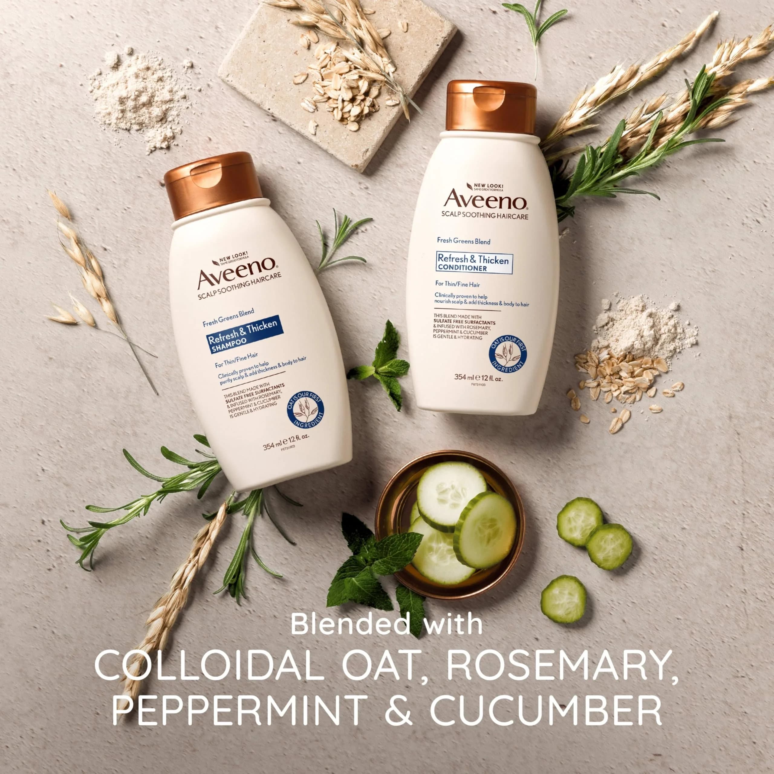 Aveeno Fresh Greens Blend Natural Volumizing Shampoo 354ml (12 fl oz) | Clarifies Scalp & Adds Body - view 5