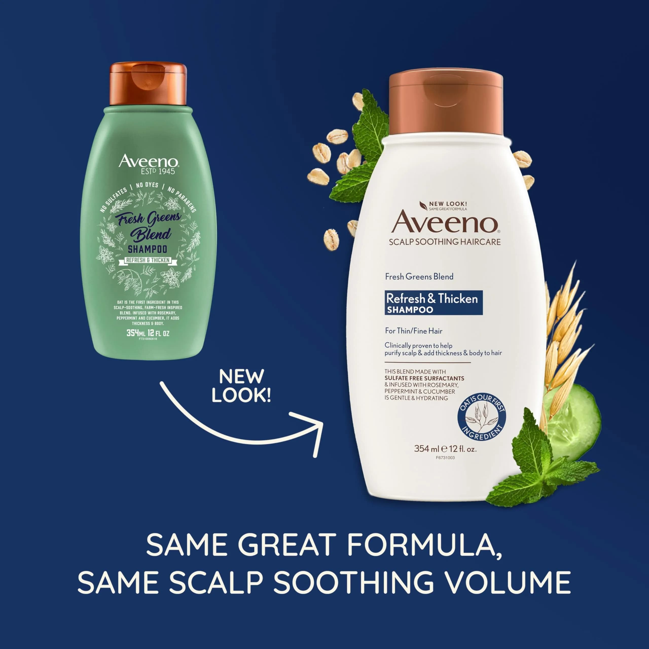 Aveeno Fresh Greens Blend Natural Volumizing Shampoo 354ml (12 fl oz) | Clarifies Scalp & Adds Body - view 2