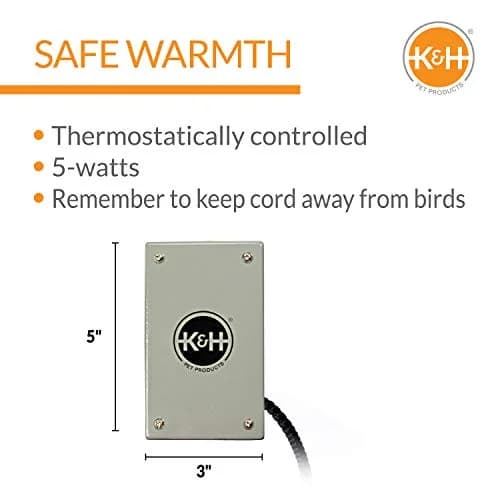 K&H Pet Products Snuggle-Up Bird Warmer 5x3in (12.7x7.6cm) | Low Voltage Bird Cage Heater for Small Birds thumbnail 2