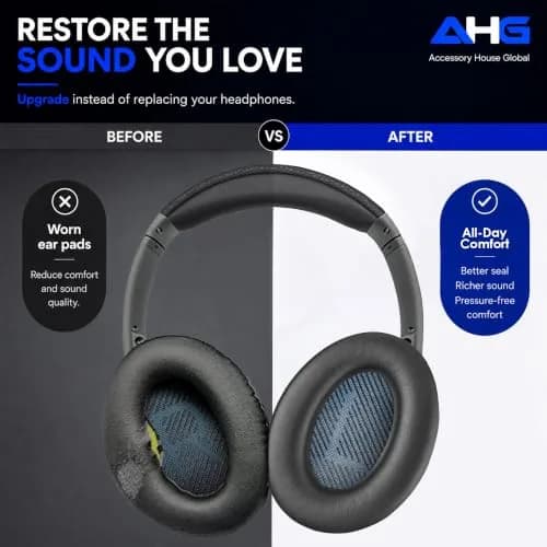 AHG AE2 ae 2 Ear Pads Compatible with Bose SoundLink ae2 Headphones - Black | Premium Protein Leather & High-Density Foam thumbnail 5
