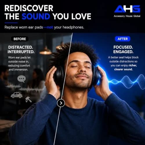 AHG AE2 ae 2 Ear Pads Compatible with Bose SoundLink ae2 Headphones - Black | Premium Protein Leather & High-Density Foam thumbnail 6