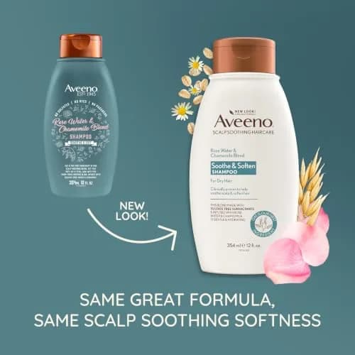 Aveeno Rose Water & Chamomile Shampoo for Dry Hair 12 fl oz | Hydrating, Gentle & Sulfate-Free thumbnail 2