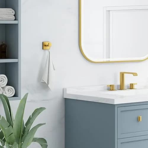 Angle Simple Brushed Dark Gold Towel Hook, Coat Robe Holder for Bathroom | SUS304 Stainless Steel, Modern Wall Mount (55 x 60 x 55mm) thumbnail 2