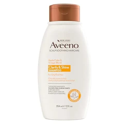 Aveeno Apple Cider Vinegar Clarifying Shampoo 355ml (12 fl oz) | Shine Enhancing for Oily Hair — Yellow