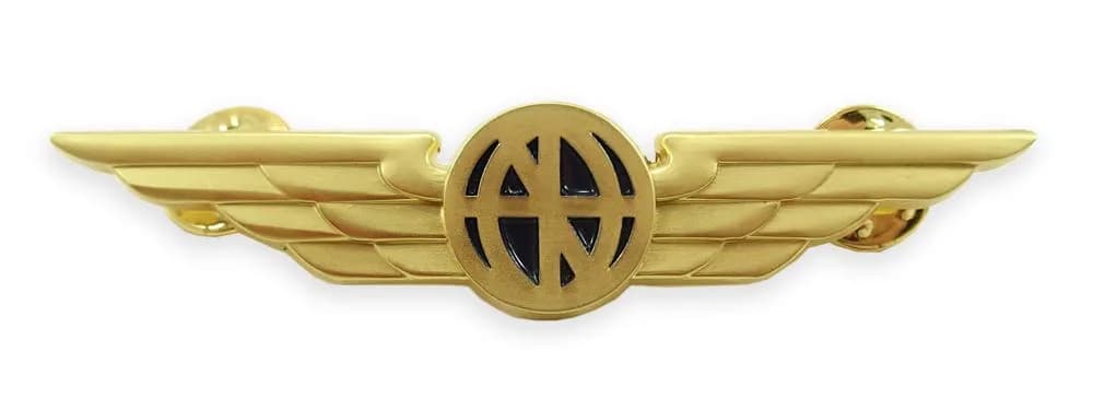 Luso Aviation Pilot Wings Lapel Pin Gold Satin Finish with Navy Blue Enamel | Metal Alloy Construction — Gold
