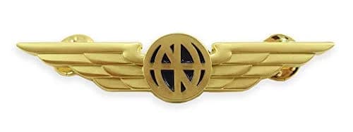 Luso Aviation Pilot Wings Lapel Pin Gold Satin Finish with Navy Blue Enamel | Metal Alloy Construction thumbnail 1