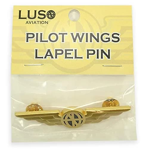 Luso Aviation Pilot Wings Lapel Pin Gold Satin Finish with Navy Blue Enamel | Metal Alloy Construction thumbnail 5