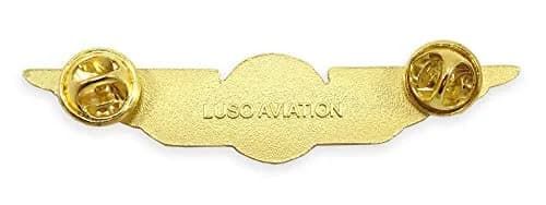 Luso Aviation Pilot Wings Lapel Pin Gold Satin Finish with Navy Blue Enamel | Metal Alloy Construction thumbnail 3