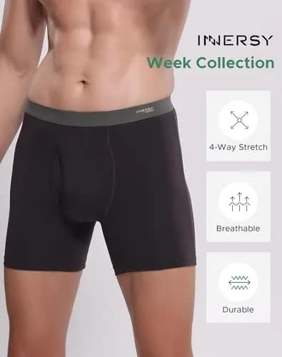 INNERSY Men's Cotton Boxer Briefs 7-Pack | Mid Rise, X-Large, 618g (21.8 oz) thumbnail 3