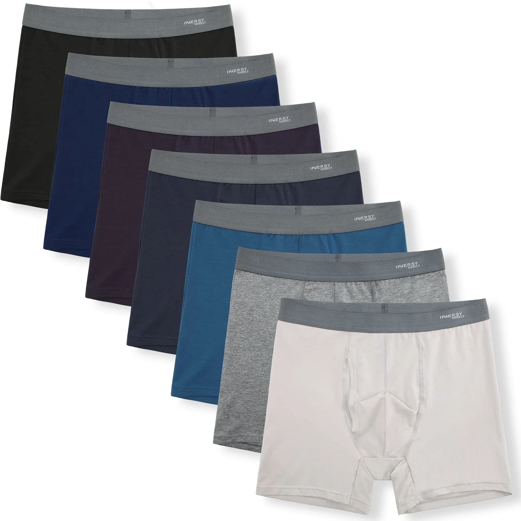 INNERSY Men's Cotton Boxer Briefs 7-Pack | Mid Rise, X-Large, 618g (21.8 oz) - main product image