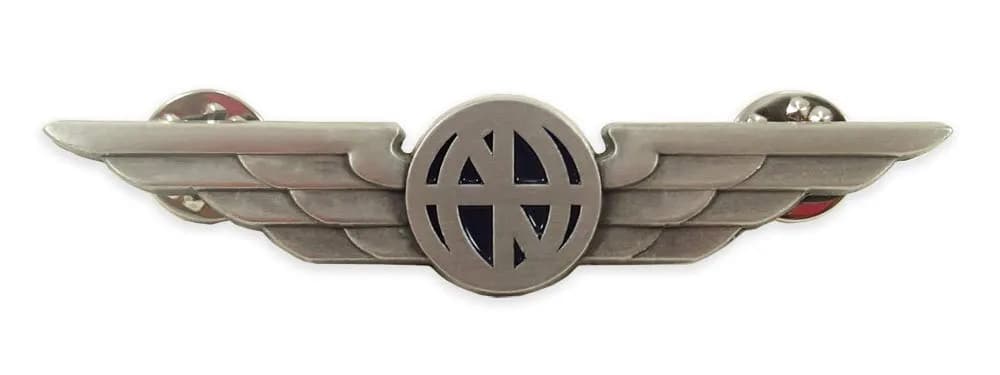 Luso Aviation Pilot Wings Lapel Pin Gold Satin Finish with Navy Blue Enamel | Metal Alloy Construction — Silver