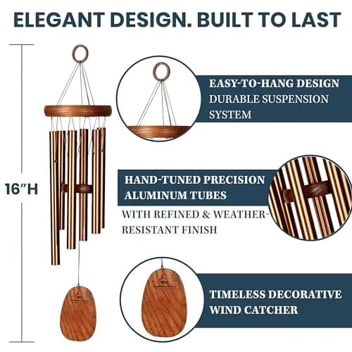 Woodstock Wind Chimes Amazing Grace Chime Wind Chime Inspirational Memorial Gifts 16" Bronze thumbnail 7