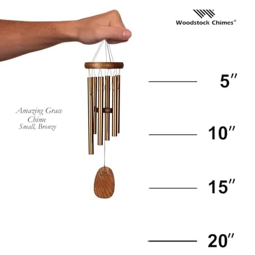 Woodstock Wind Chimes Amazing Grace Chime Wind Chime Inspirational Memorial Gifts 16" Bronze thumbnail 9
