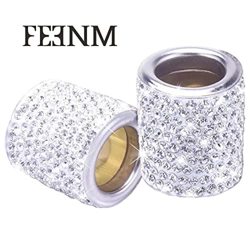 FEENM White 4 Pack Vehicle Seat Cover Accessories | Diamond Rhinestone Headrest Collars for Car Interior (70-120 chars) thumbnail 4