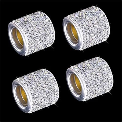 FEENM White 4 Pack Vehicle Seat Cover Accessories | Diamond Rhinestone Headrest Collars for Car Interior (70-120 chars) thumbnail 5