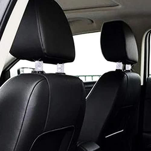 FEENM White 4 Pack Vehicle Seat Cover Accessories | Diamond Rhinestone Headrest Collars for Car Interior (70-120 chars) thumbnail 6