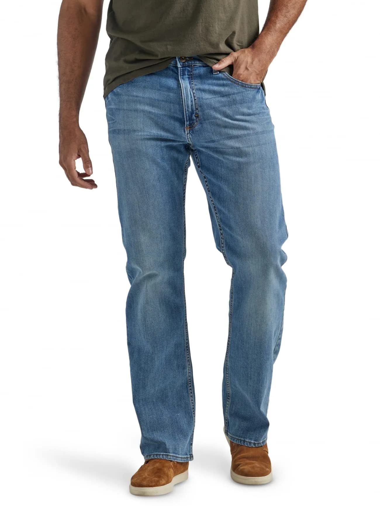 Wrangler Authentics Men's Relaxed Fit Boot Cut Jean, Riptide, 36W x 34L | Durable Cotton Comfort
