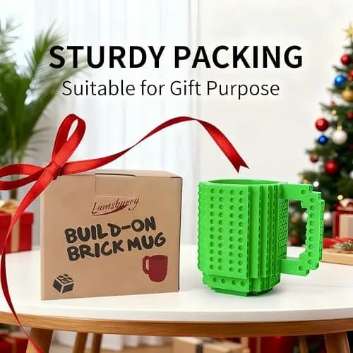 Lumsburry Build-on Brick Coffee Mug Green 350ml (11.8 Fl Oz) | Fun DIY Novelty Cup for Kids & Adults thumbnail 7