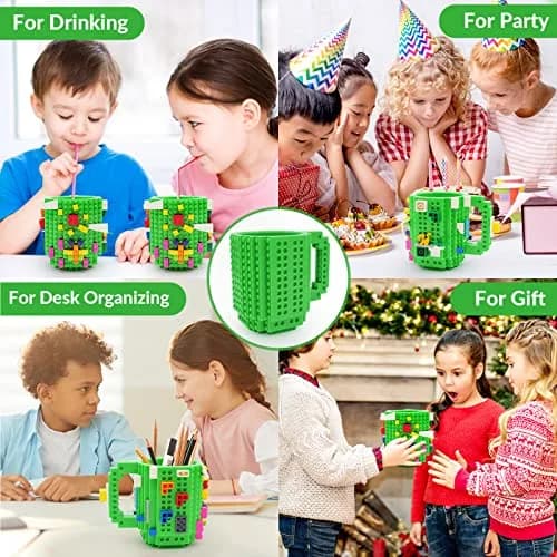 Lumsburry Build-on Brick Coffee Mug Green 350ml (11.8 Fl Oz) | Fun DIY Novelty Cup for Kids & Adults thumbnail 8