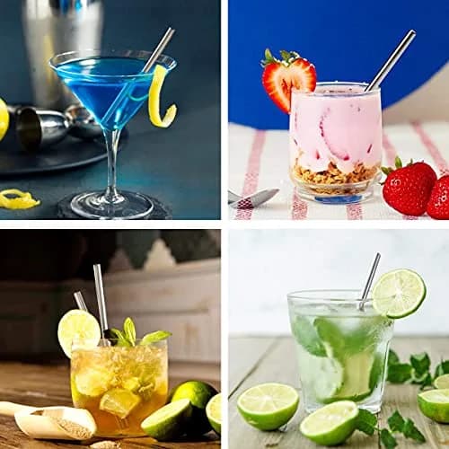 Teivio 5-inch Extra Short Reusable Stainless Steel Drink Straws 12 Pack (Silver) | Perfect for Cocktails & Small Glasses thumbnail 6