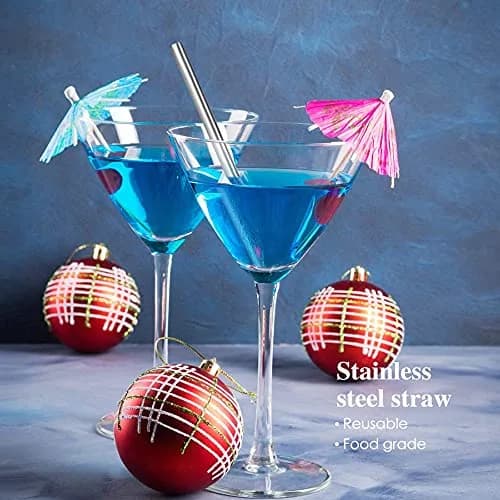Teivio 5-inch Extra Short Reusable Stainless Steel Drink Straws 12 Pack (Silver) | Perfect for Cocktails & Small Glasses thumbnail 8