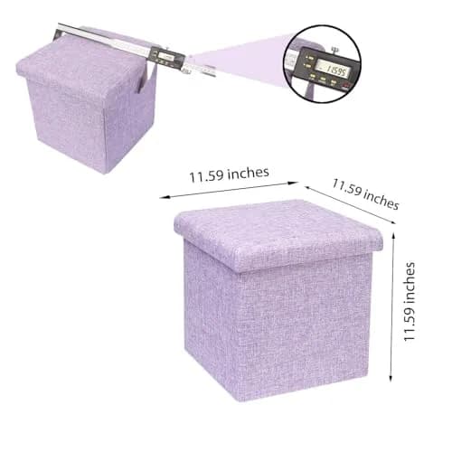 B FSOBEIIALEO Storage Ottoman Cube 11.8" Linen Light Purple | Space-Saving Foldable Footrest thumbnail 7