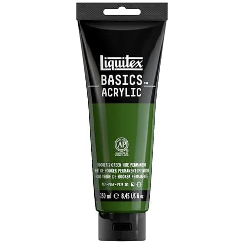 Liquitex BASICS Acrylic Paint, 250ml (8.5-oz) Tube, Hooker’s Green Hue Permanent | Archival Quality - main product image