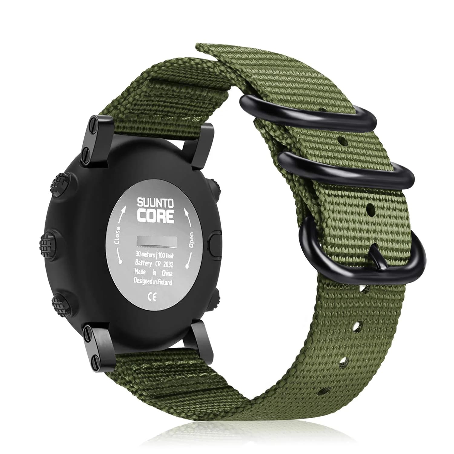 FINTIE Nylon Sport Band Compatible with Suunto Core 24mm (0.94in) | Breathable & Adjustable Replacement Strap — Olive